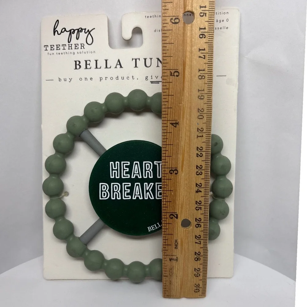 Bella Tunno Happy Teether‎ Heart Breaker Green Silicone Teething Ring Ages 0+